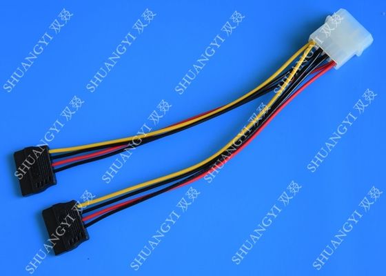 Китай 4П Молекс, который нужно удвоить желтый цвет проводки и сборки кабеля плоской проволоки САТА черный красный с переходником кабеля ы поставщик
